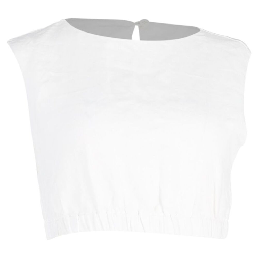 Reformation Sleeveless Cropped Top in White Cotton